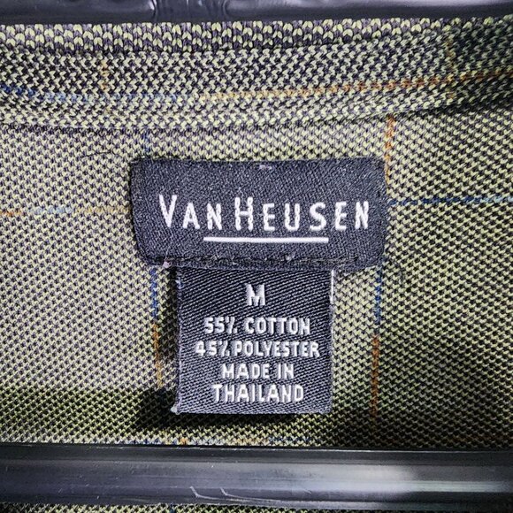 Mens Olive Green Van Heusen Polo Shirt Long Sleeve Cotton Polyester Blend Size M - Picture 3 of 7